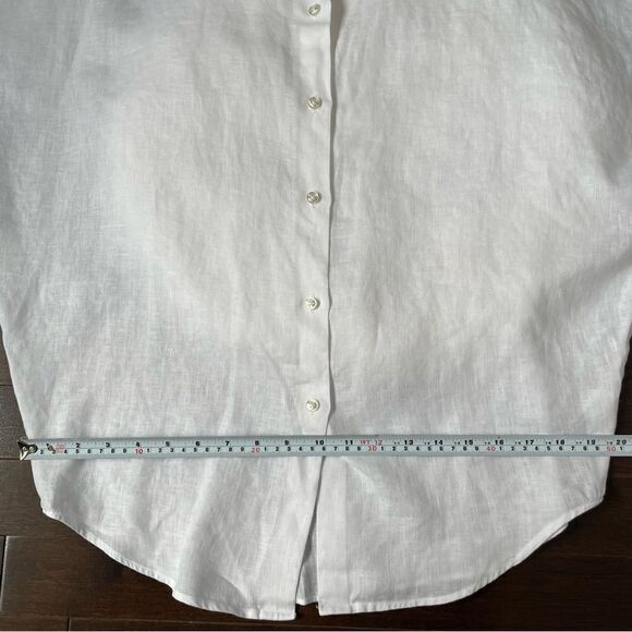 Sara Roka White Linen Button Down Blouse Sz Medium - Picture 13 of 15
